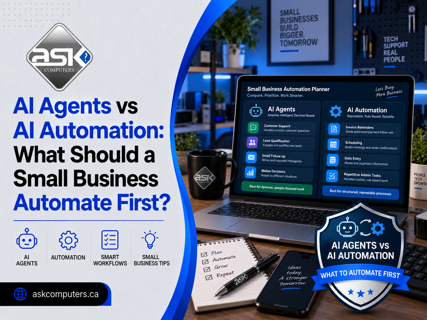 AI Agents vs AI Automation: What Should a Small Business Automate First?
